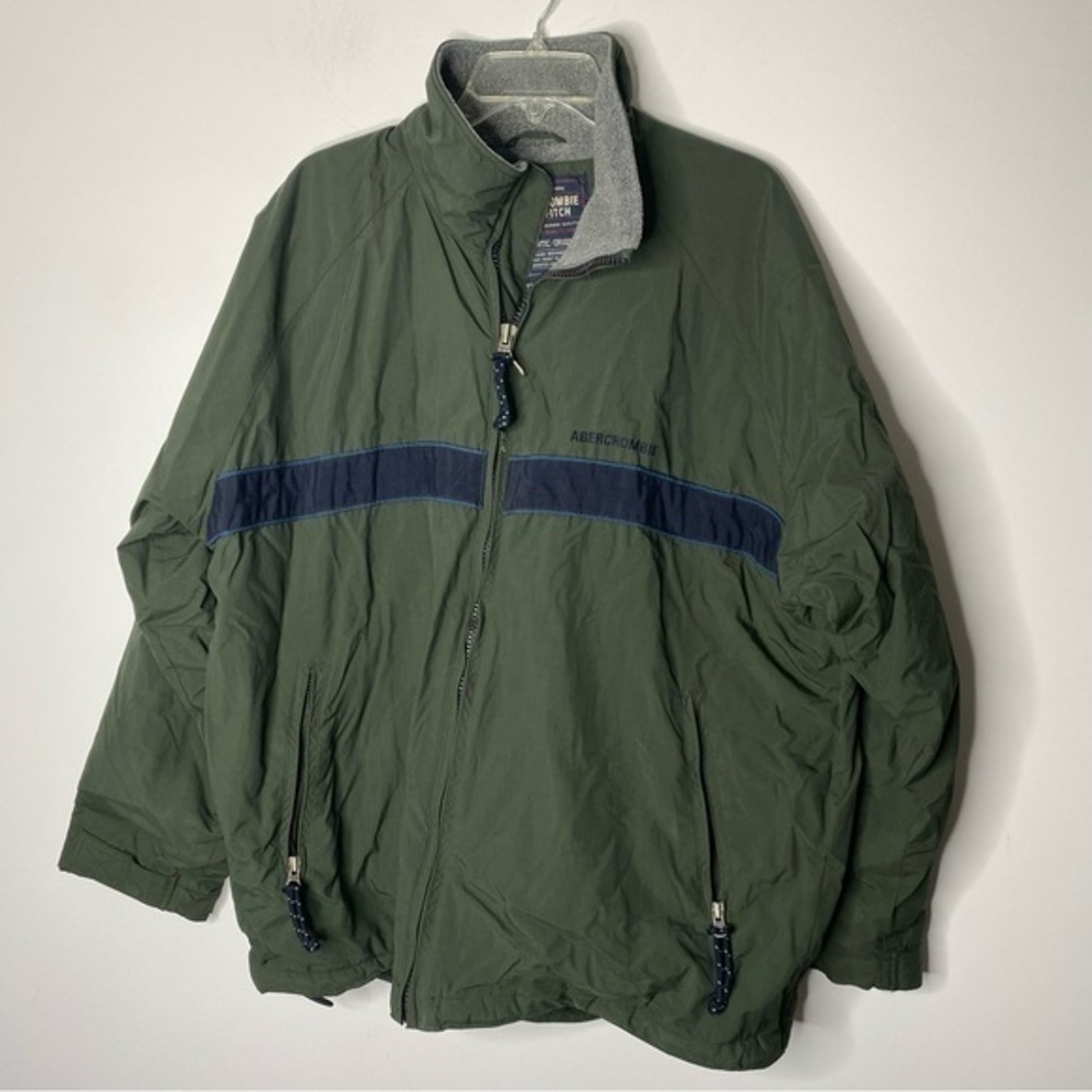 Vintage 90s Abercrombie & Fitch Green Fleece Lined Zip Front Ski Coat Size M